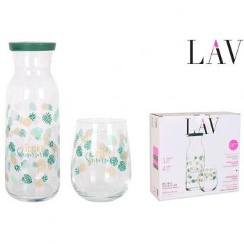 Set de jarra y vasos Tropicals1 con capacidad de 1.2L y 4 vasos de 475cc con diseño tropical