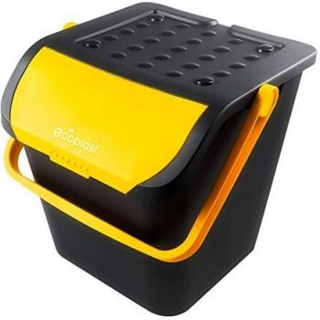 Pattumiera Ecológica Amarilla 35L con Doble Apertura, Flexible e Impilable para Reciclaje