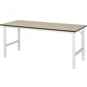 Mesa de trabajo regulable en altura RAU, MDF 2000x800mm, estructura luz gris RAL 7035