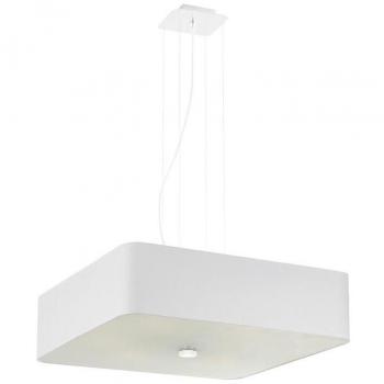 LEDBOX Lámpara suspendida LOKKO 55 blanca, E27, Vidrio, Acero, Tela Blanca, 5 Bombillas, 105cm