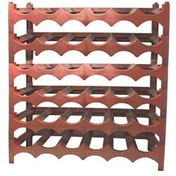 Botellero Apilable de Plástico Marrón para 36 Botellas - 60 x 69 x 23 cm