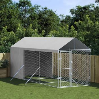 Perroperra Exterior Techo Plata 2x6x2,5 m Acero Galvanizado