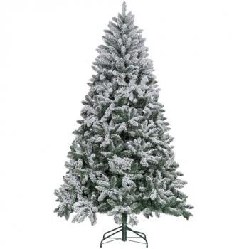 HOMCOM Árbol de Navidad Artificial Nevado 210 cm con 1021 Ramas y Soporte de Metal para Salón Interior Verde