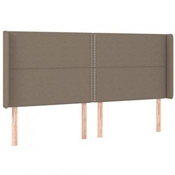 Cabecero con LED de tela gris taupe 183x16x118/128 cm