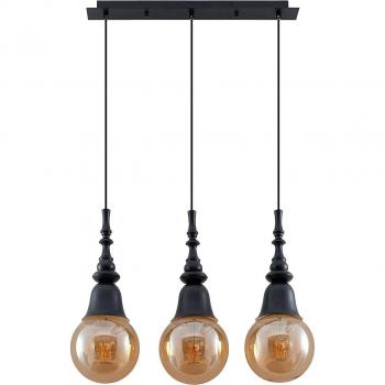 Lámpara colgante Lucande Gesja, 3 luces, moderno, negro, metal, E27, para salón y comedor