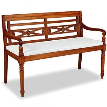 Batavia Teak Bench with Cushions 120 cm