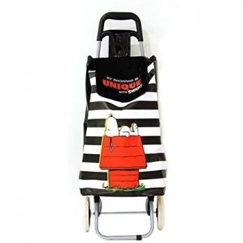 Snoopy SN3585/1WEB – Carro de compra, de plástico, negro, a rayas, 36 x 31 x 95 cm, 50 l