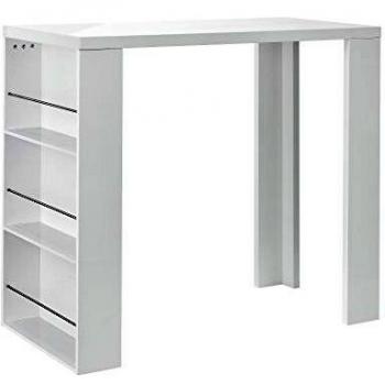 Mesa de Bar Bonn Aglomerado Blanca con 3 Estantes 117x57x107 cm