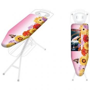 Mesa de Planchar Stella 120x40 cm, Metálica, Altura Regulable, Con Porta Caldera y Funda de Algodón Multicolor