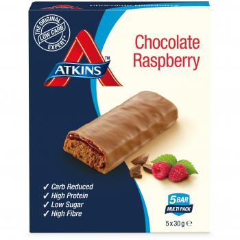 Atkins ADV Chocolate Raspberry Barritas - Paquete de 5 barritas x 30 gr - Total: 150 gr