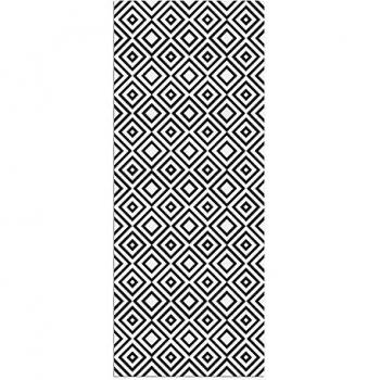 Alfombra Vinílica, Cuadriláteros, 200 x 80 x 0.2 cm, Color Negro y Blanco, ALV-029