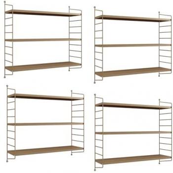 Juego de 4 estanterías de pared Strängnäs con 3 niveles ajustables en acero duradero - Marrón claro 50x60x15 cm