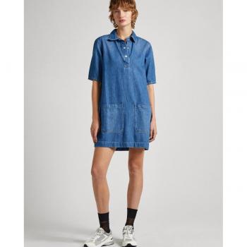Vestido corto vaquero con media tapeta abotonada de Pepe Jeans