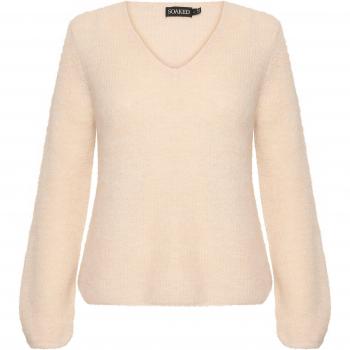 Beige V-Neck Long Sleeve Jumper for Women - Soaked in Luxury Tuesday, Size: 2XL
