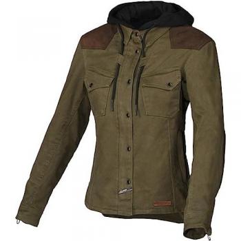 Macna Chaqueta Textil de Moto para Mujer Inland Verde-Marrón XS