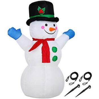 Muñeco de Nieve XL Hinchable 120cm con LEDs Iluminado y Bomba Eléctrica para Exterior - Decoración Navideña