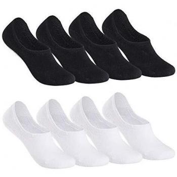 Falechay Calcetines Invisibles Tobilleros Mujer hombre 8 Pares-NegroBlanco 35-38