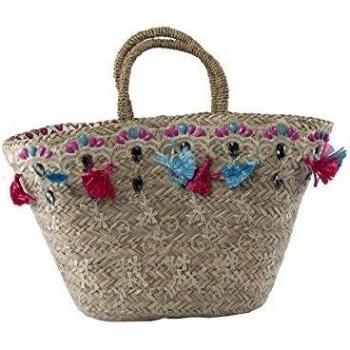 Bolsa playa piscina mujer ROMEO GIGLI beige de hombro de paja V89