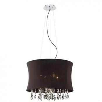 Colgante Niki de 4 luces E14 con cromo negro pulido y pantalla de cristal ahumado