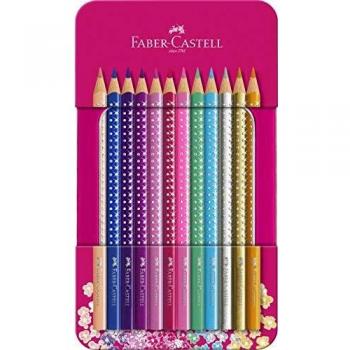 Lápices de colores Faber-Castell Sparkle, 12 unidades en estuche metálico