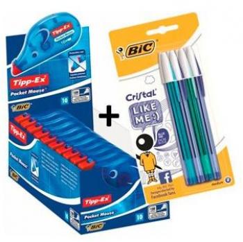Bic 942233 - Pack cinta correctora Pocket Mouse + 8 bolígrafos Like me free