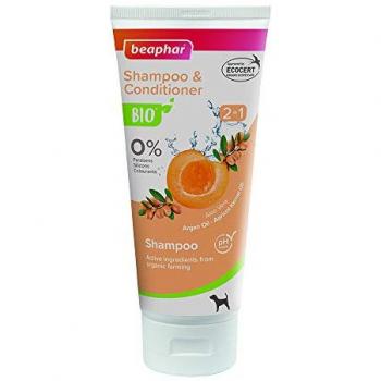 Champú Bio Desenredante 2 en 1 para Perros Beaphar, 0% Parabenos, Siliconas, Colorantes y Alcohol, Bote de 200 ml
