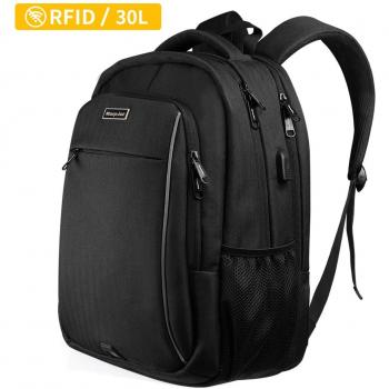 morpilot Mochila Portátil, Mochila para Ordenador Portátil hasta 15.6 Pulgadas, Puerto USB Impermeable Mochila Hombre para Negocio, Viaje, Escuela, Multifuncional, Negro
