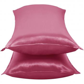 Duerer Fundas de Almohada satén Sedoso estándar para 2 Piezas, con Cierre de sobre, Muy Liso Suave de 100% Microfibra, Belleza Facial, Cuidado de la Cara, hipoalergénico - 50x66cm, Vino