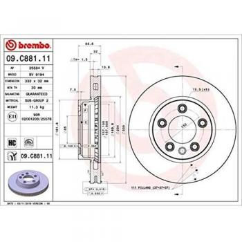 BREMBO Juego de 2 discos de freno 09.C881.11