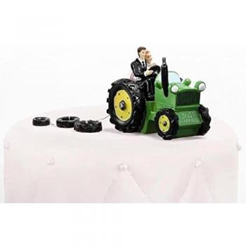 PartyDeco - Decoración Cake Topper Novios sobre tractor, multicolor, PF34
