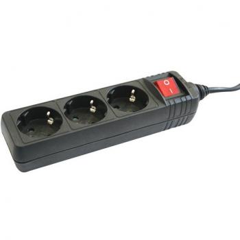 Base múltiple 3 tomas con interruptor Negro Electro DH. Termoestable 36.202/N 8430552093540