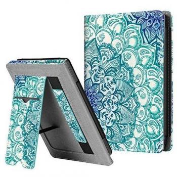 FINTIE Funda Vertical para Kobo Clara HD - Carcasa de Cuero Sintético con Bolsillo para Tarjeta y Correa de Mano Función de Soporte y Auto-Reposo/Activación, Esmeralda
