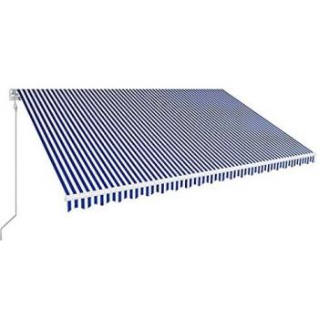 vidaXL - Toldo automático retráctil para terraza, toldo de jardín, toldo de balcón, toldo para Exterior, toldo de Ventana, 500 x 300 cm, Color Azul y Blanco
