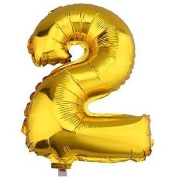 V-SOL Globos De Números Para Fiestas De Cumpleaños Boda Velada Navidad 32 Pulgada Número 2-Dorado