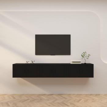 Mueble de TV de pared 3 uds negro 80x34,5x40 cm