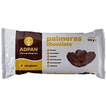 ADPAN Palmeras Chocolate sin gluten, Apto para celiacos, Pack 4x100 grs