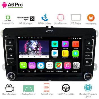 [para Volkswagen/VW] ATOTO A6 Pro A6YVW721PRB Car Audio/Navegación de Video Doble DIN Android 2X Bluetooth con aptX - Cargar teléfono móvil/Ultra Preamp - Radio para Autos, Multimedia, WiFi y más