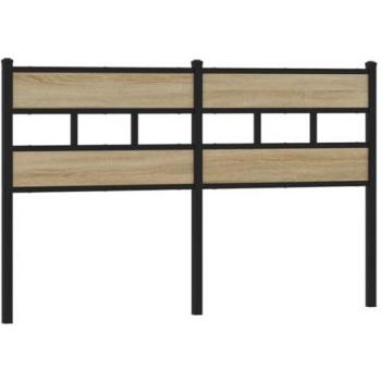 Cabecero de Acero y Madera de Ingeniería Roble Sonoma 150 cm