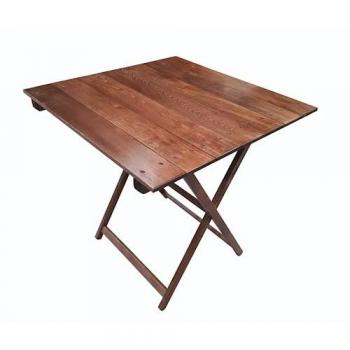 Velador Plegable de Madera de Haya con Tablillas en Acabado Nogal - 70x50x76 cm - Ideal para Exteriores y Eventos