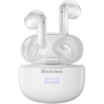 Blackview Airbuds 7 - Auriculares Bluetooth Blancos con cancelación de ruido, conectividad inalámbrica, resistencia al agua IPX5, batería de larga duración y diseño ergonómico
