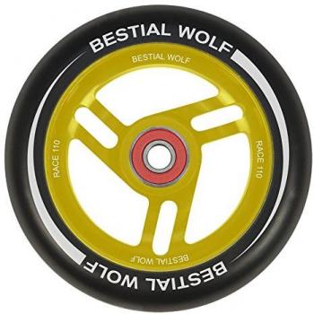 Rueda Bestial Wolf Race 110mm amarillo negro para Scooter Freestyle, Diámetro 110 mm
