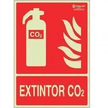 Señalización Luminiscente de Extintor CO2 297x210 mm en Plástico