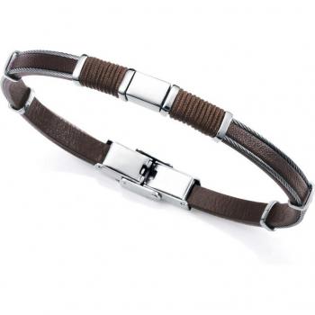 Pulsera de hombre Viceroy Magnum de piel marrón con detalles de acero y cordón marrón