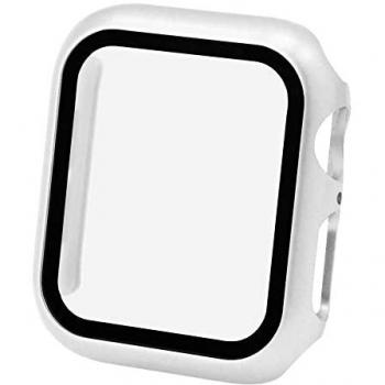Funda Protectora de PE con Cristal Templado Ultra Delgado para Apple Watch 4/5/6/SE (40mm) - Blanco