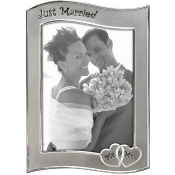 Malden Wedding Celebrations Two-Toned Silver Picture Frame, Just Married, 5 by 7-Inch by Malden
