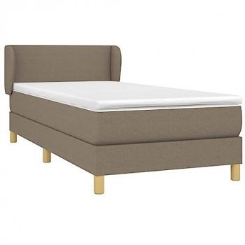 Cama Box Spring con Colchón Tapizado de Tela Gris Taupe 80x200 cm