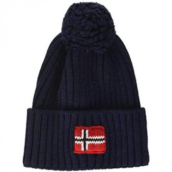 Gorro de punto Napapijri FILO con pompón en parte superior NP0A4GBV para hombre, color azul marino, talla única