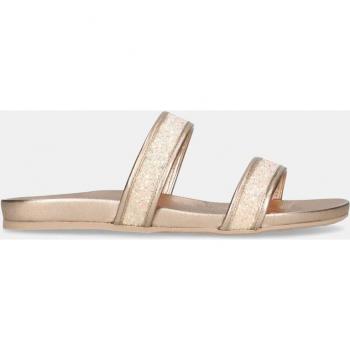 Sandalias planas de mujer Ivy en napa metalizada y purpurina