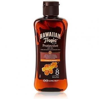 3 x 100 ml Hawaiian Tropic Aceite seco protector SPF 8 de bajo factor tamaño de viaje
