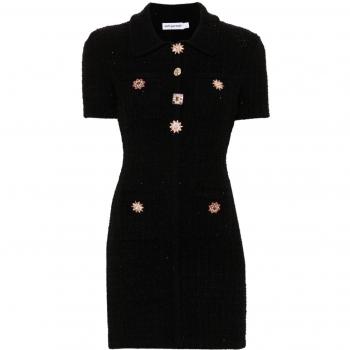 Self-Portrait Women's Black Jewel Button Knit Mini Dress, Size Small (PF24041SB)